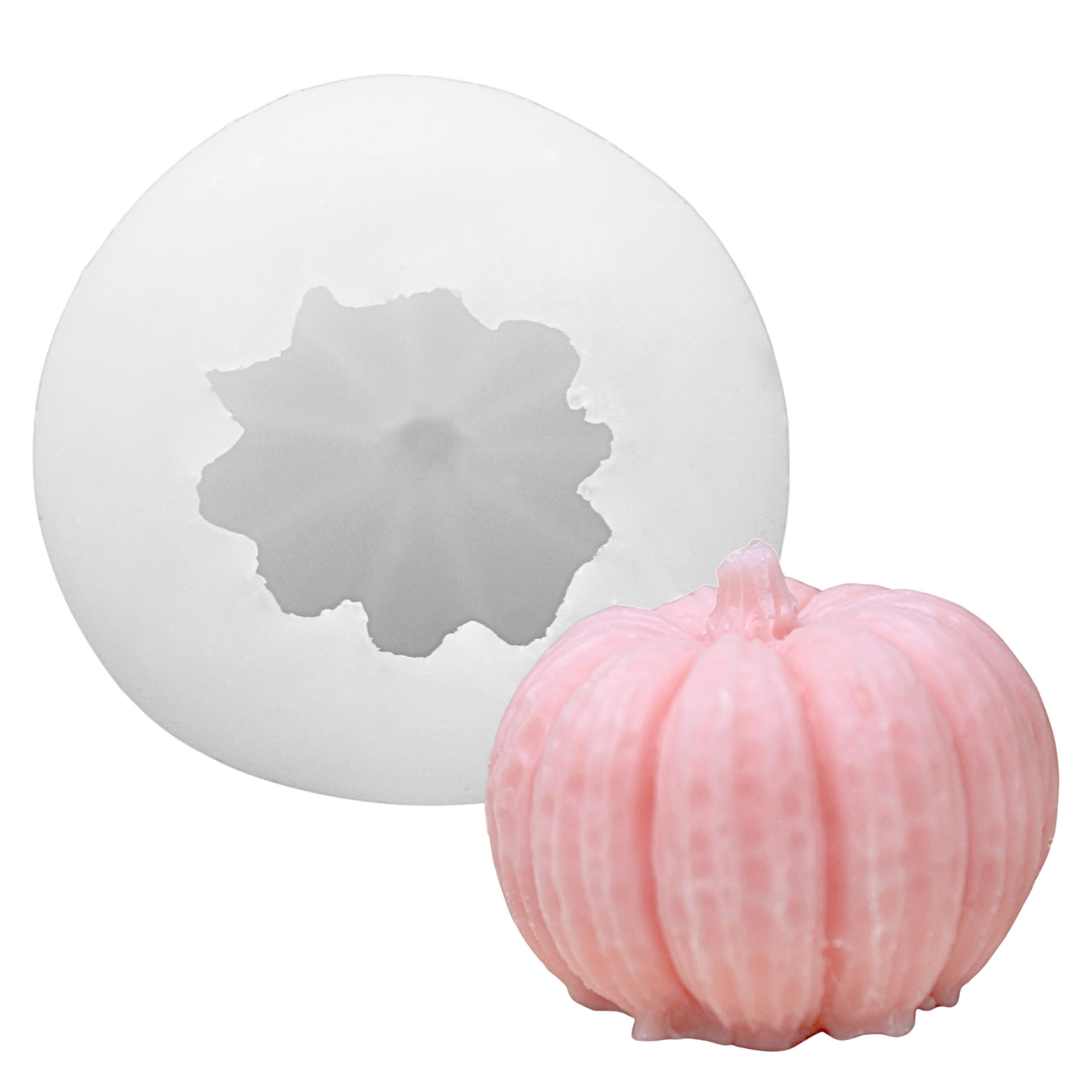 Candle mould – Pumpkin with sample candle