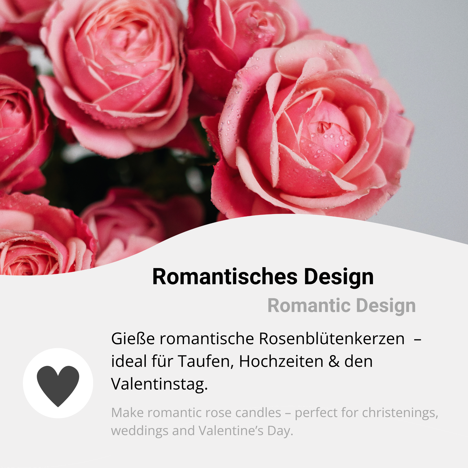 Candle mould with a romantic design