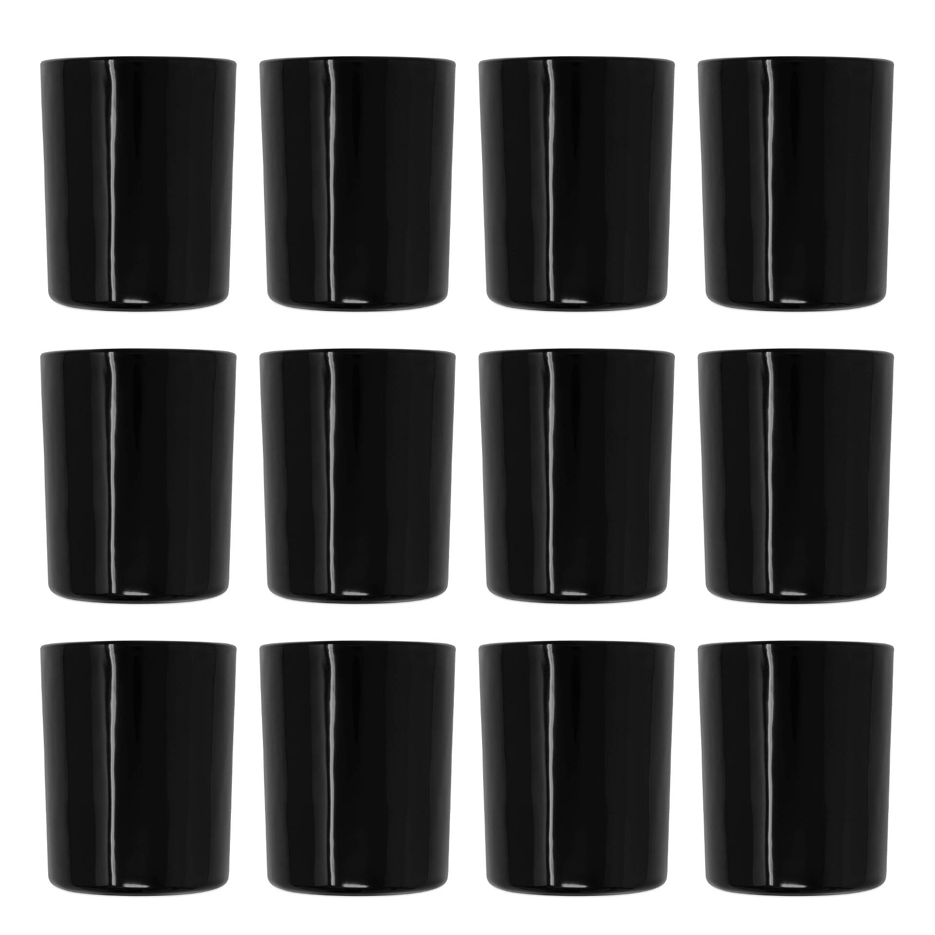 Glass Candle Jar Black Glossy 200 ml 12 pieces