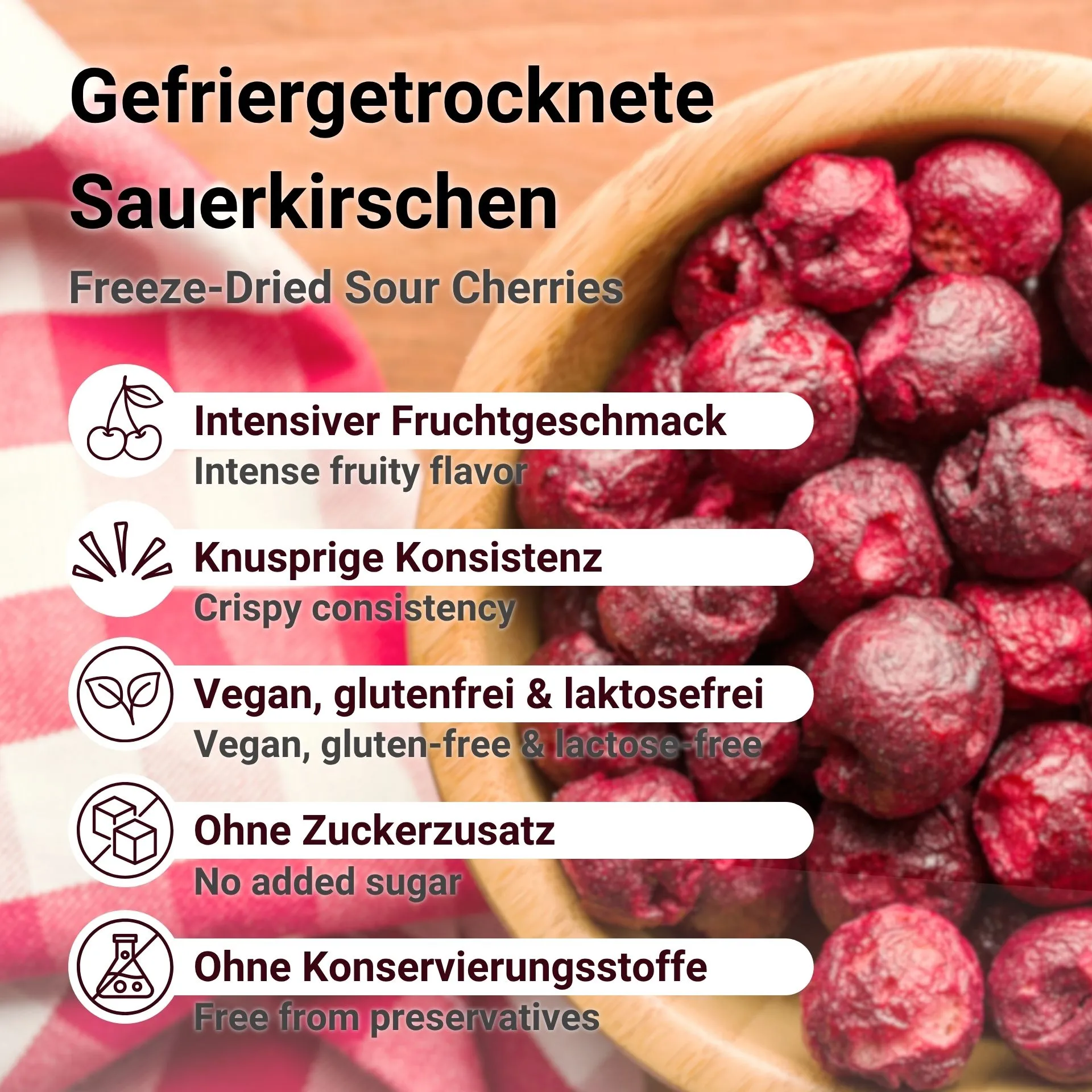 Gefriergetrocknete Sauerkirschen
