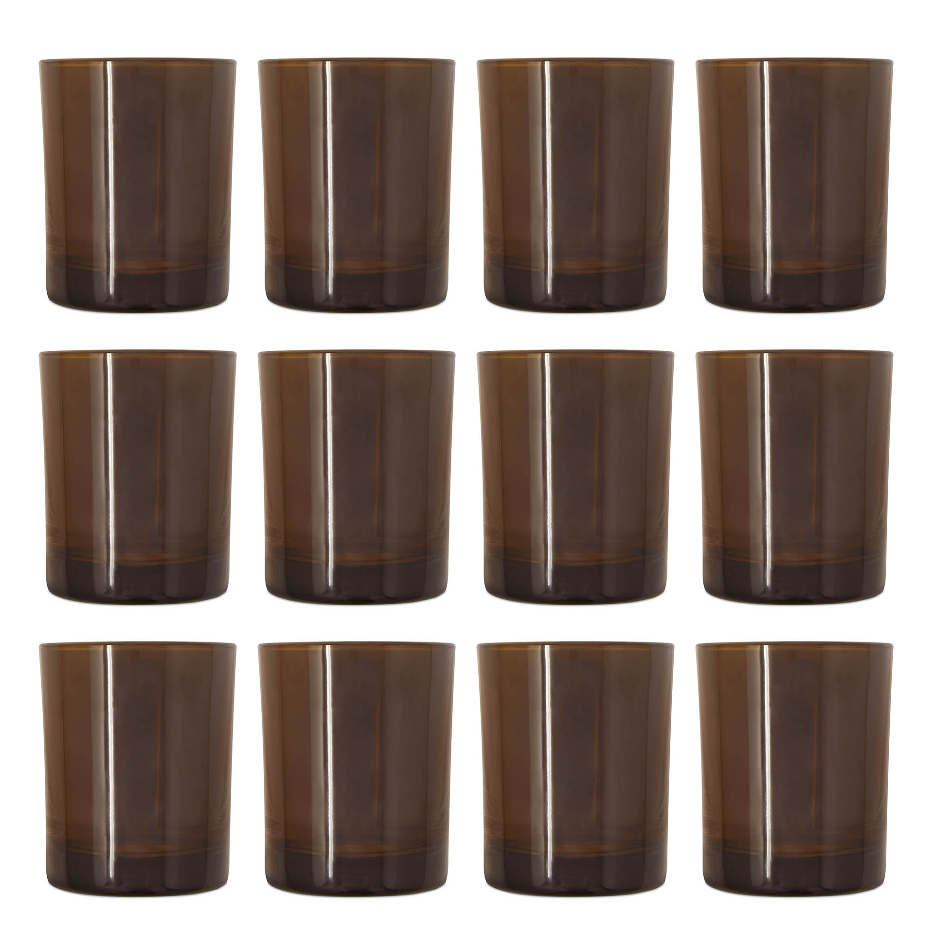 Glass Candle Jar Amber Glossy 200 ml 12 pieces