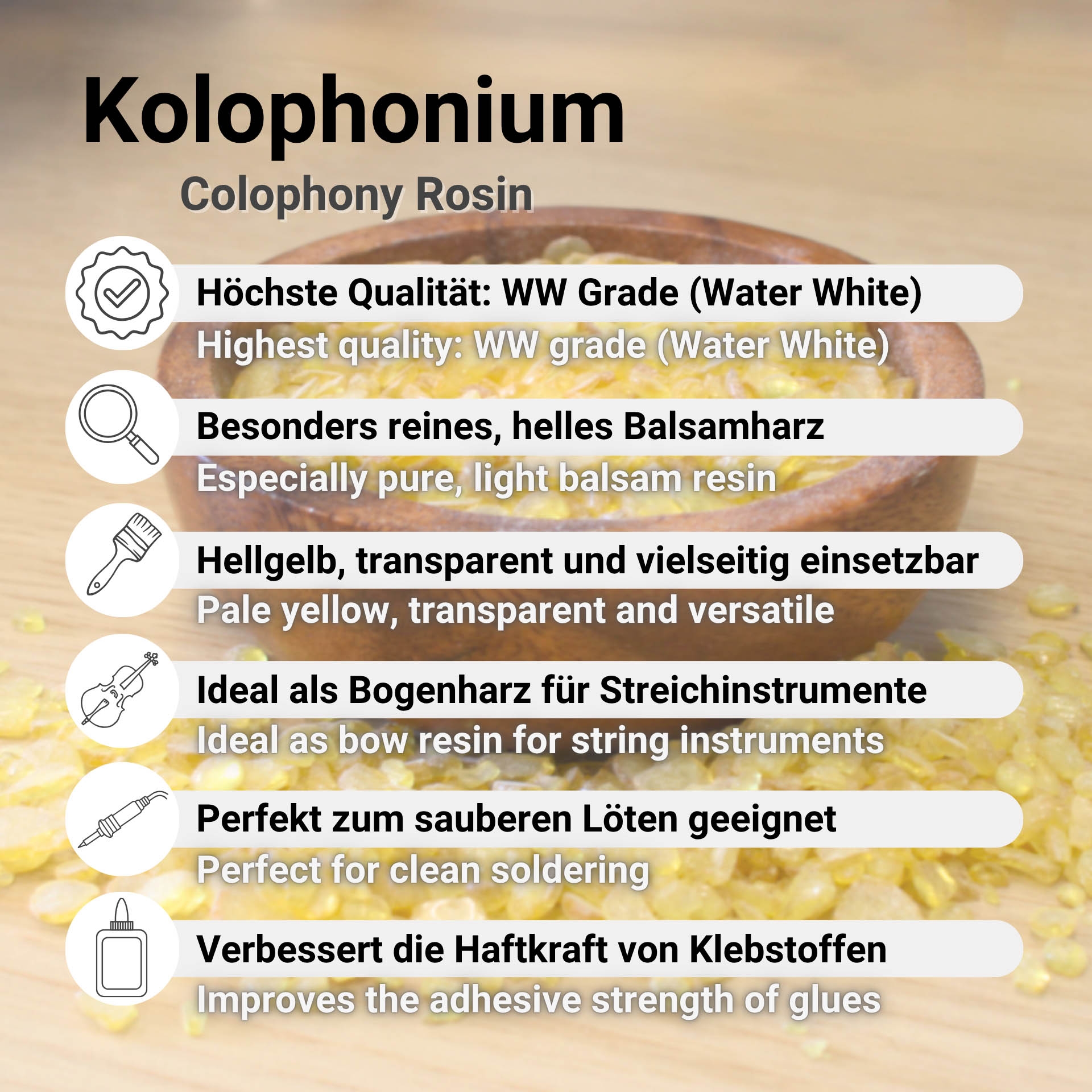 Colophony Rosin – Gum Rosin WW Grade