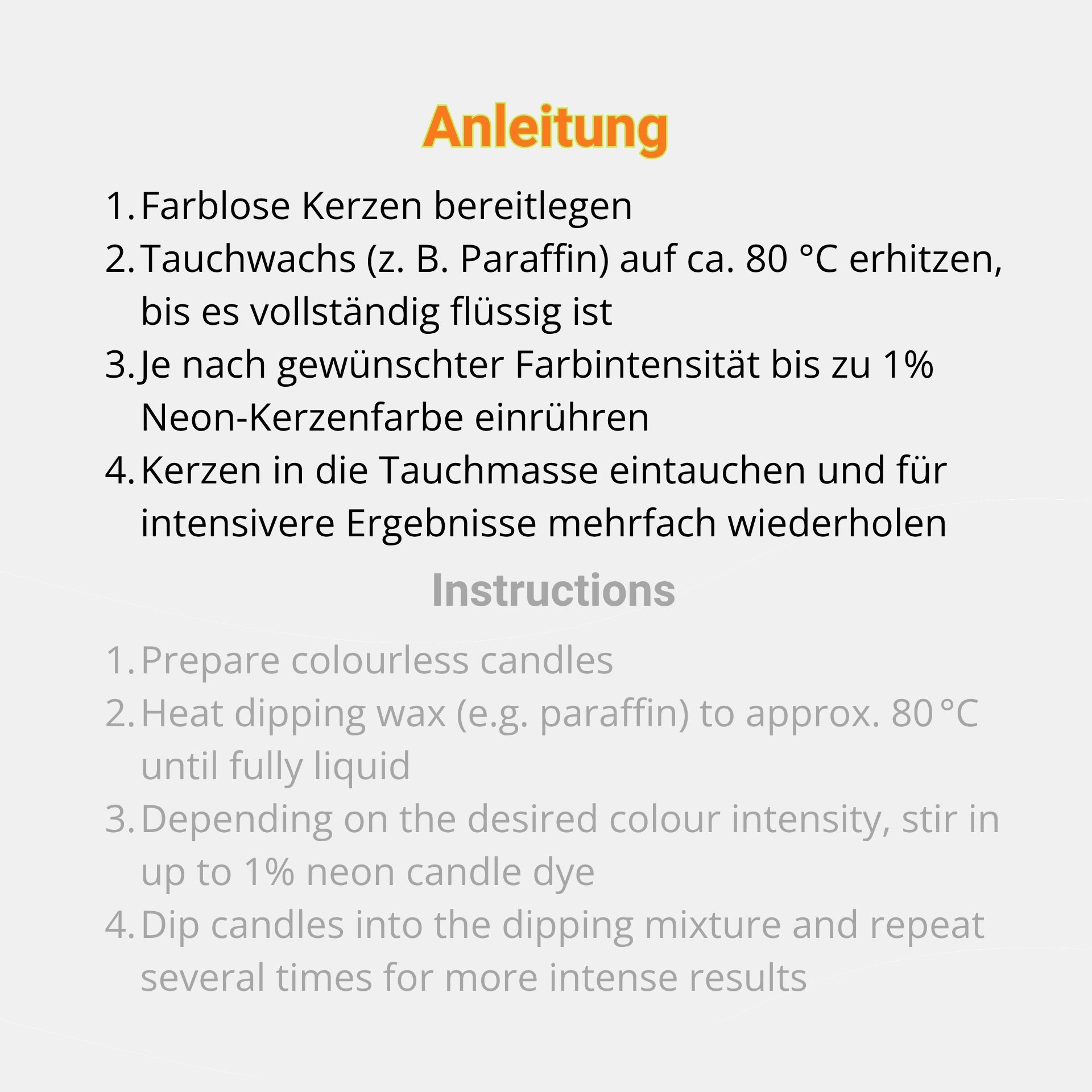 Neon candle colours for dipping