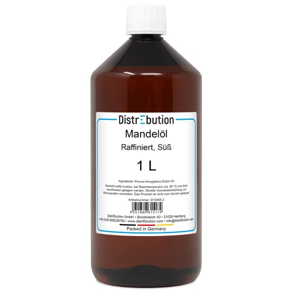 Raffiniertes Mandelöl 100 % rein - Süßmandelöl (Prunus Amygdalus Dulcis)