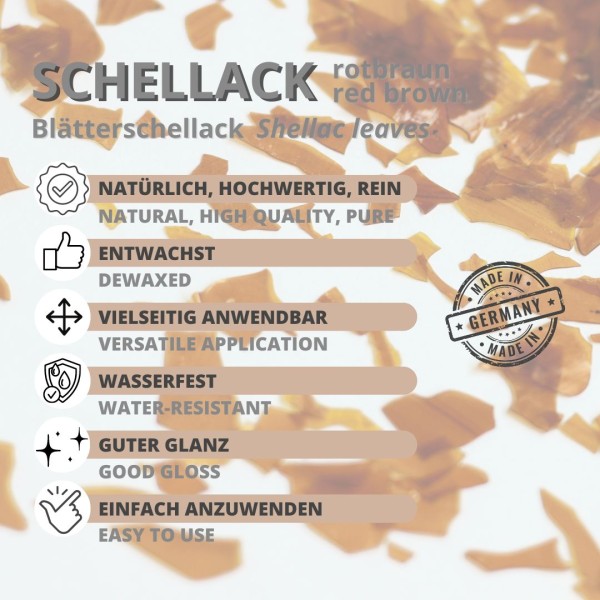 Schellack Rotbraun Flocken entwachst