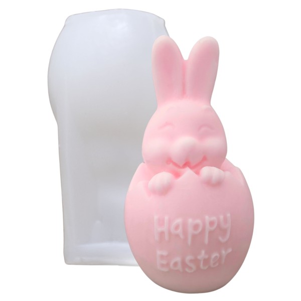 Kerzenform Hase im Osterei mit Beispielkerze