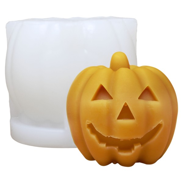 Halloween pumpkin candle mould with candle