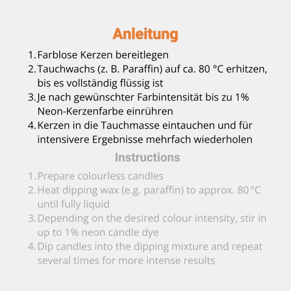 Neon candle colours for dipping