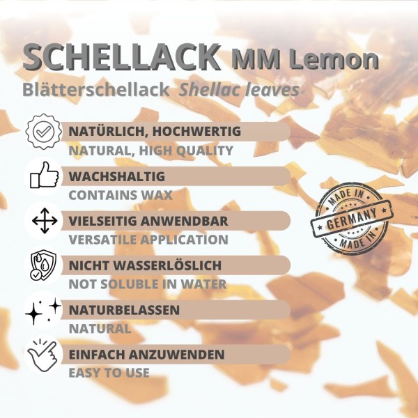 Schellack MM Lemon Flocken wachshaltig